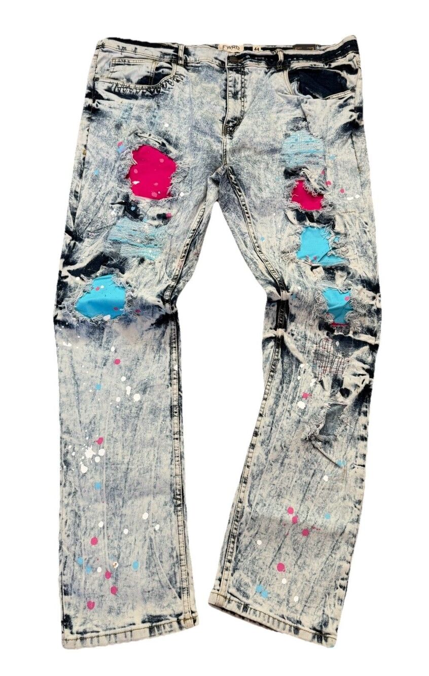 Evolution FWRD Men’s Slim Distressed Patched Urban Jeans Stretch 44X32 NWT